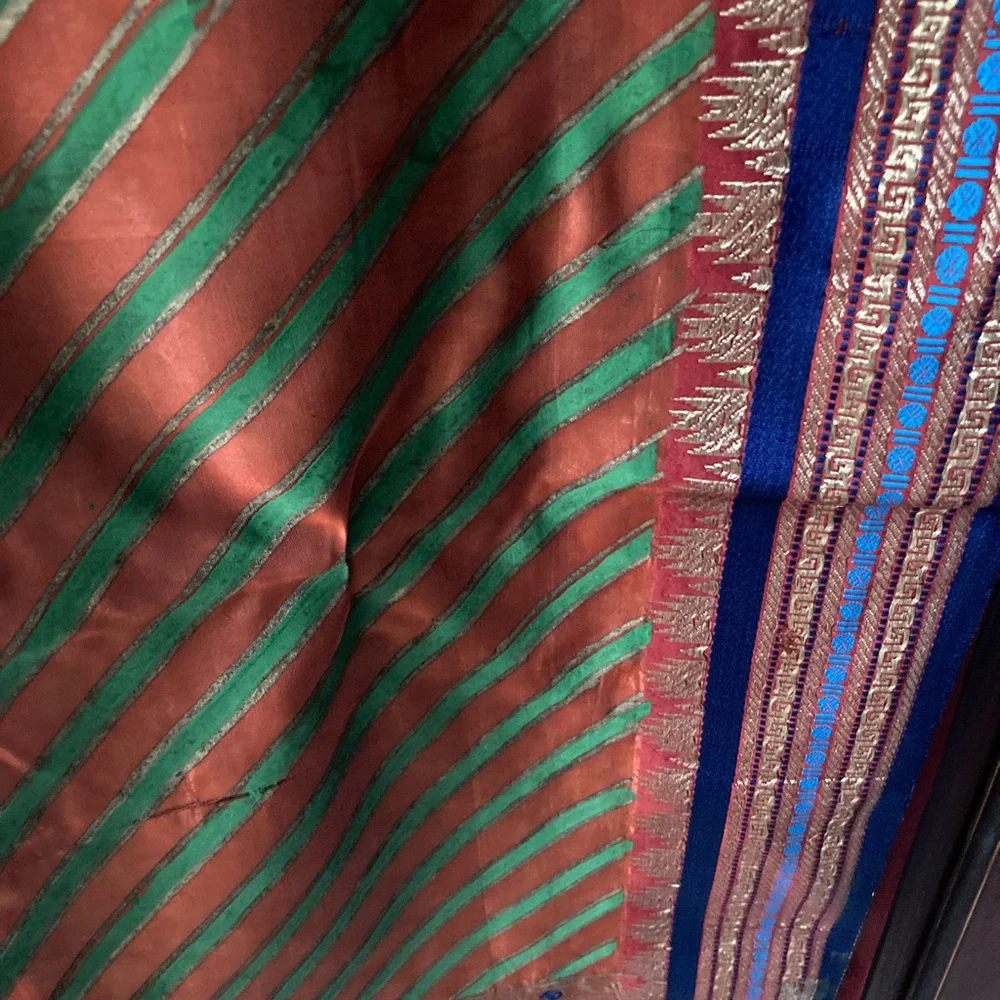 Multicolored Block printed silk stole/dupatta - Picture 13 of 16